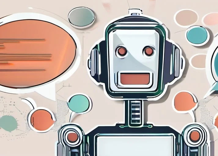 robot umele inteligence s textovymi bublinami